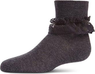 MeMoi Infant Layered-Lace Ankle Sock in Charcoal at Nordstrom, Size 6-12M