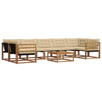 vidaXL Conjunto De Sof&aacute;s De Exterior Con Coj&iacute;n 8 Pcs Natural Y Beige Vidaxl