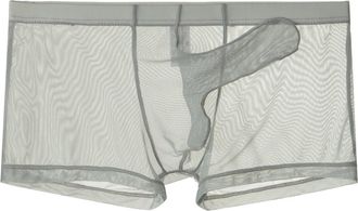 Generic Mens See Through Tight Boxers Mens Boxers With Elephant Pouch Sheer Fishnet Underwear Sexy Long Penis Pouch Underpants Ultra Thin Tulle Trunks Nightcl