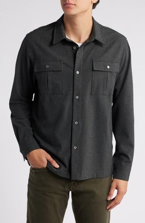 Frame Denim Classic Stretch Flannel Button-Up Shirt in Grey Melange at Nordstrom, Size X-Large