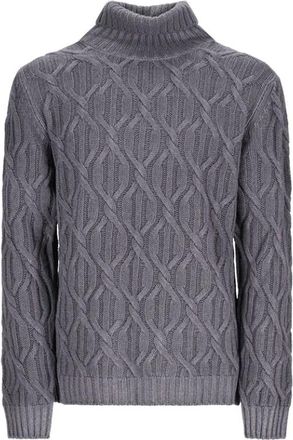 Pantaloni Torino Geometrische Vlecht Trui met Lange Mouwen - Heren - Coltruien - Grijs - M - Truien & Vesten
