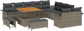 vidaXL Vidaxl - Garden Sofa Set with Cushion 13 pcs Grey 100 x 100 x 71 cm