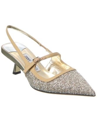 Jimmy Choo London Didi 45 Glitter & Leather Slingback Pump