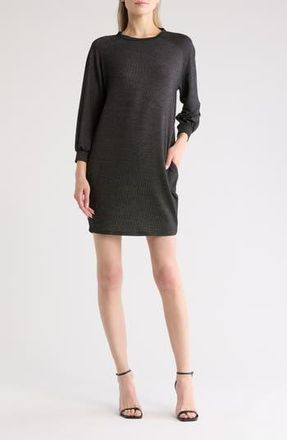 Go Couture Relax With Me Long Sleeve Sweater Dress in Two-Tone Black at Nordstrom Rack, Size X-Large