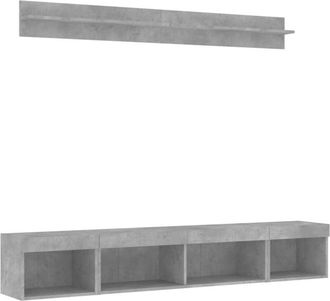 vidaXL Vidaxl - 5 Piece tv Wall Units with led Concrete Grey Engineered Wood