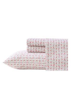 Laura Ashley Marta Stripe King Cotton Sheet Set in Lt-Pastel Pink at Nordstrom Rack