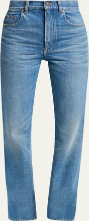 Chlo&eacute; High-Rise Slim-Leg Denim Trousers