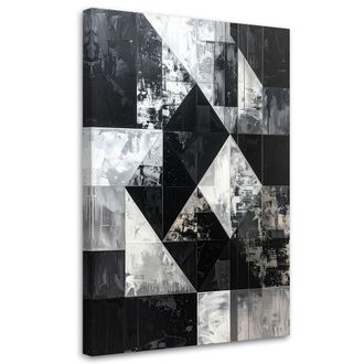 Feeby Cuadro Sobre Lienzo Abstracci&oacute;n Geom&eacute;trica Negra 70x100