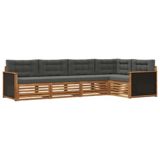 vidaXL Conjunto De Sof&aacute;s De Exterior 5 Pcs Natural Y Antracita Vidaxl