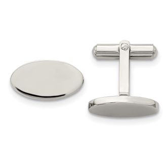 Diamond2Deal Stainless Steel Polished Oval Cufflinks