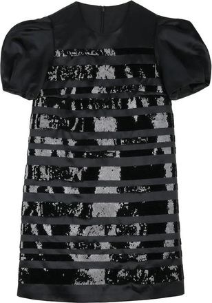 Elisabetta Franchi Satin Sheath Dress Balloon Sleeves - Black