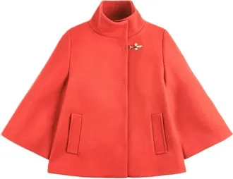 Fay Red Decorative Clasp Flowing Sleeve Cape