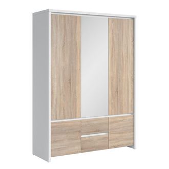 Petits Meubles Armario 3 puertas paneles de aglomerado madera y blanco