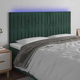 vidaXL Vidaxl - Cabecero Con Luces Led Terciopelo Verde Oscuro 160x5x118/128 Cm