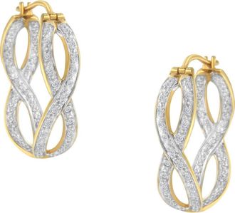 House of Brilliance 10K Yellow and White Gold 1/4 Ct Diamond Double Infinity Hoop Earrings at Nordstrom