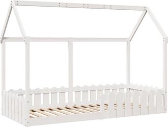 vidaXL Vidaxl - Cama con forma de casa de niños madera maciza blanca 90x190 cm