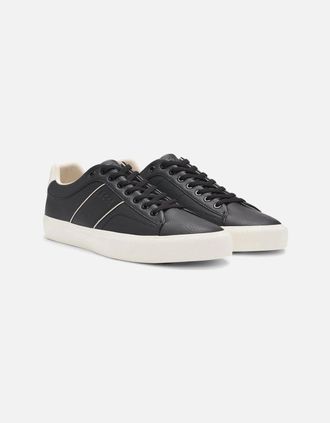 HUGO BOSS Mens BOSS Faux Leather Trainers, Black - Size: 11