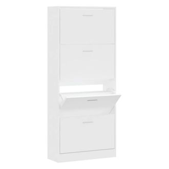 Berkfield Home Shoe Cabinet White 63x24x147 cm Engineered Wood | Size: 63 x 24 x 147 cm