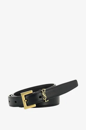 Saint Laurent Dünner Ledergürtel mit Monogramm Cassandre - 2 cm