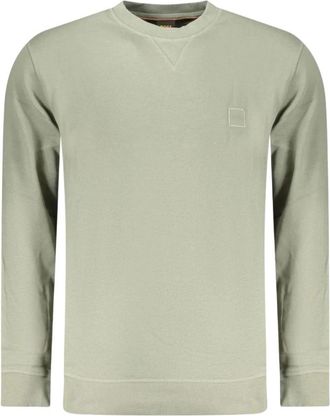 HUGO BOSS Verde Katoenen Sweater - Heren - Sweatshirts - Groen - XL - Katoen - Hoodies & sweatvesten