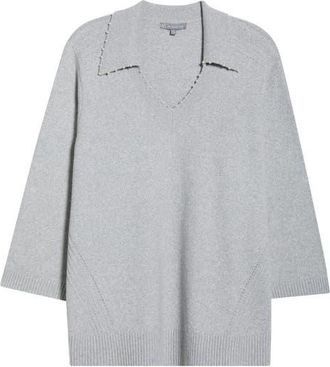 Wit & Wisdom Collar Sweater in Heather Grey at Nordstrom, Size 2X
