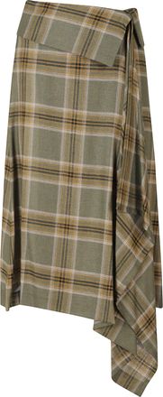 Tela Multicolor Amanda Asymmetrical Plaid Viscose-Blend Skirt