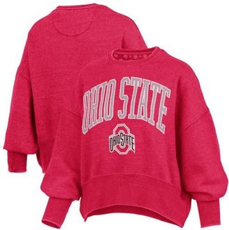 Pressbox Womens Pressbox Scarlet Ohio State Buckeyes Oversized Waist-Length Crewneck Sweatshirt at Nordstrom, Size Xx-Large