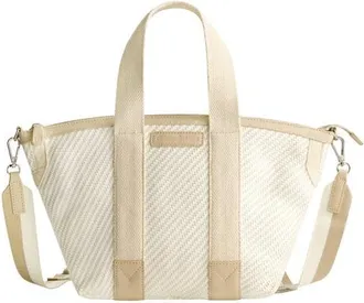 Tommy Bahama Soft Woven Zip-Top Tote in Tan/white at Nordstrom