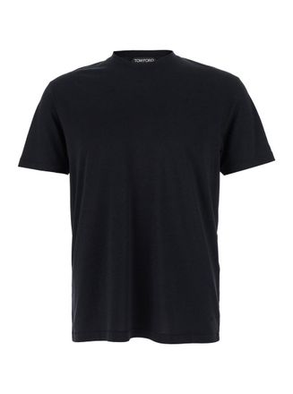 Tom Ford Black Crewneck T-Shirt In Cotton Blend Man
