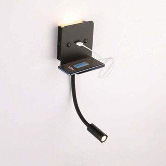 OEM Aplique De Pared Led Ulisem Con Luz De Lectura Integrada, 3w/6w, Puerto Usb, Color Negro, Dise&ntilde;o Moderno Y Funcional