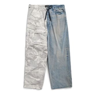 Balenciaga Grayscale Camo Hybrid Baggy Pants Light Blue 786645TQW556379