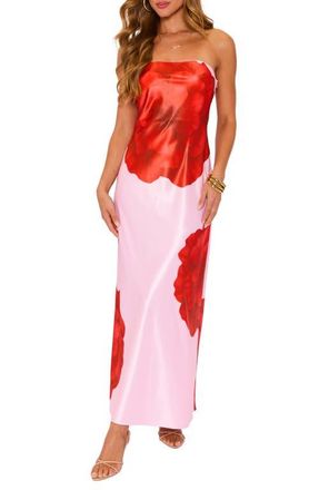 VICI Collection Bolden Strapless Satin Maxi Dress in Pink Red at Nordstrom, Size X-Small