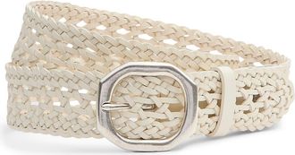 Rag & Bone Audrey Woven Leather Belt in Antique White at Nordstrom, Size Large