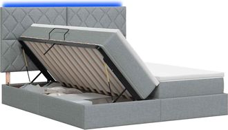 vidaXL Cama De Almacenamiento Led Con Colch&oacute;n Gris Claro 180 X 200 Cm Vidaxl