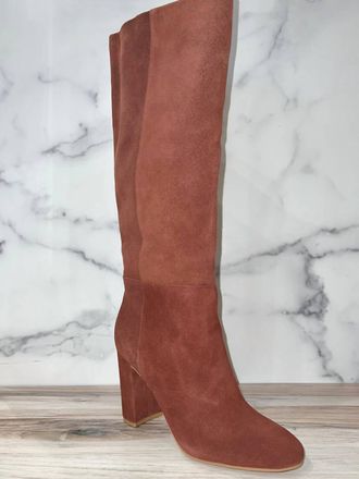 Chinese Laundry Women Krafty Suede Knee High Block Heel Boots In Brown
