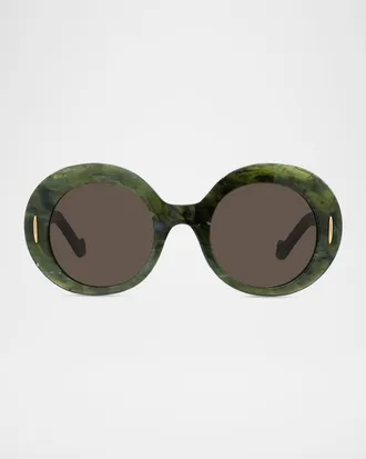 Loewe Men & apos;s Anagram Acetate and Nylon Round Sunglasses