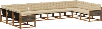 vidaXL Conjunto De Sof&aacute;s De Exterior 10 Uds. Natural Y Beige Vidaxl
