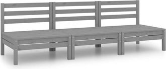 vidaXL 3 Piece Garden Lounge Set Grey Solid Pinewood Vidaxl