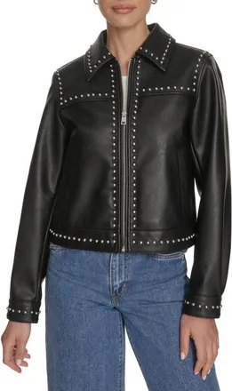 Levi's Studded Faux Leather Jacket in Black at Nordstrom, Size X-Small