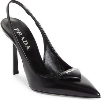 Prada Puffy Logo Slingback Pump in Nero at Nordstrom, Size 5.5Us