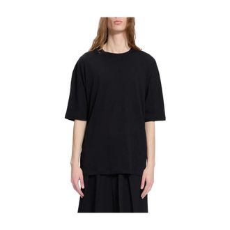 Ann Demeulemeester Tops, Heren, Zwart, M, Katoen, Katoenen T-shirt met sloganprint