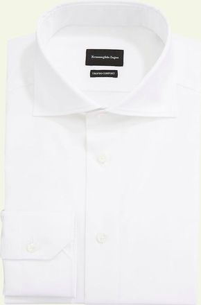 Ermenegildo Zegna Mens Milano Fit Solid Trofeo Comfort Cotton Trim-Fit Dress Shirt