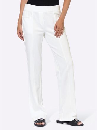 Heine Sweathose HEINE, Damen, Gr. 40, Normalgr&ouml;ssen, weiss (wei&szlig;), 82% Baumwolle, 18% Polyester, unifarben, lang, Hosen Sweathose