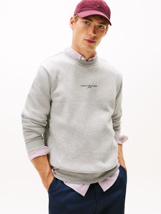 Tommy Hilfiger Sweatshirt TOMMY HILFIGER TOMMY LOGO TIPPED CREWNECK, Herren, Gr. XXL, grau (light grau heather), Sweatware, Obermaterial: 63% Baumwolle, 37% Polyeste