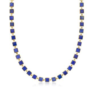 Ross-Simons Lapis Station Necklace in 18kt Gold Over Sterling