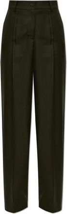 Moncler Wolbroek - Dames - Straight fit broeken - Groen - 2XS - Wol - Broeken