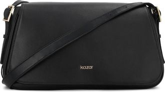 Kazar Tassen, Dames, Zwart, ONE Size, Leer, Zwarte leren handtas met klep en verstelbare band