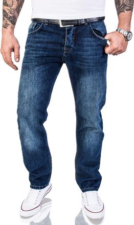 Rock Creek RC-2063 Mens Designer Jeans Washed Used Vintage Look - Blue - 29