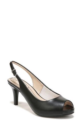 Life Stride Teller Slingback Peep Toe Pump - Wide Width Available in Black at Nordstrom, Size 7