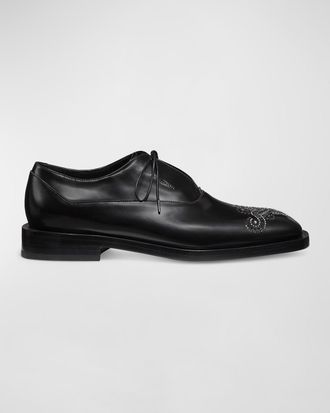 Stuart Weitzman Mens Royce Runway Wingtip Leather Derby Shoes